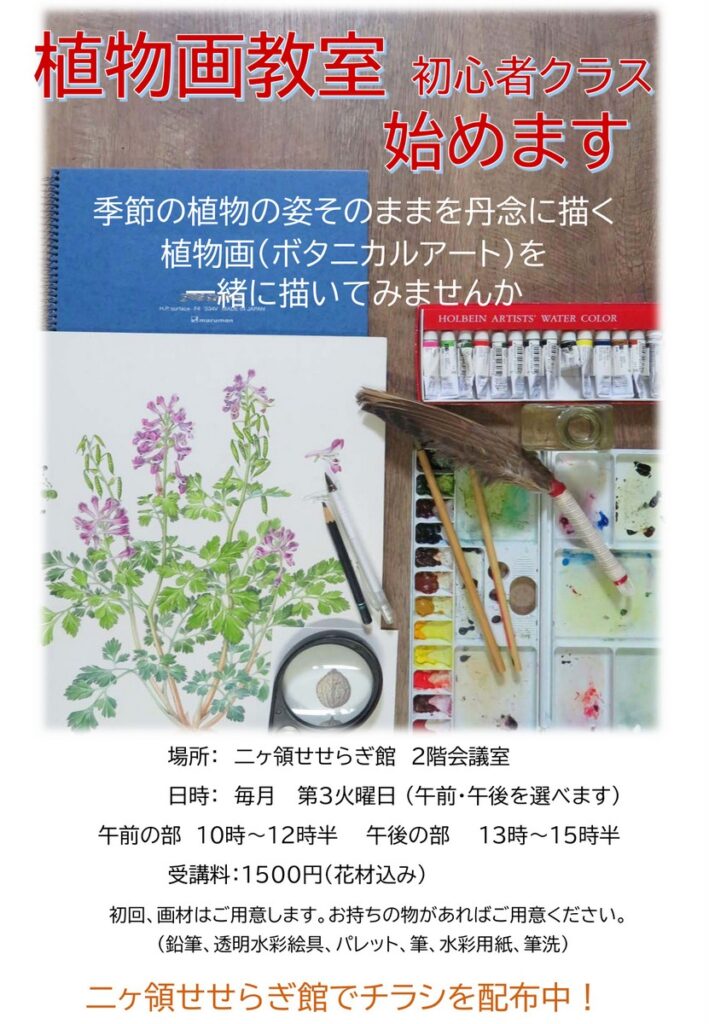 植物画教室の開催！（二ヶ領せせらぎ館）